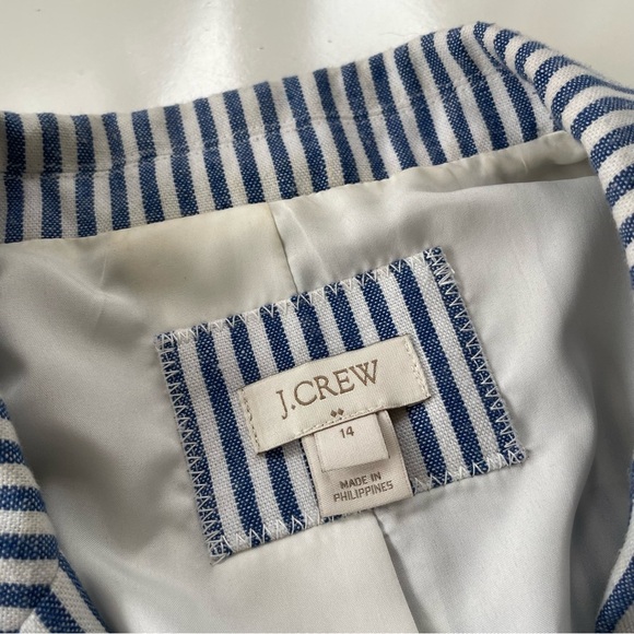 J.Crew Factory Women's Preppy Blue Ivory Stripe Striped Blazer Size 14 - Picture 5 of 8
